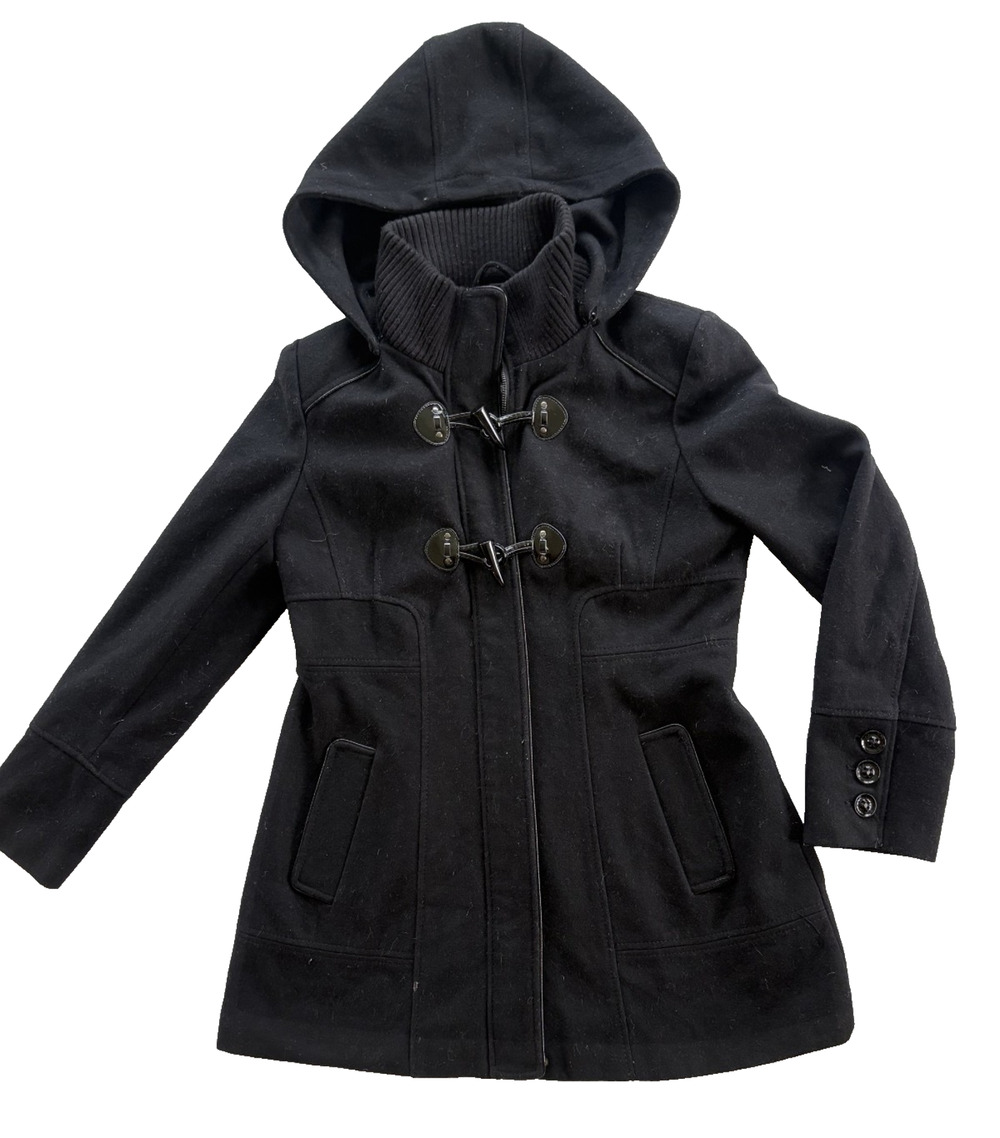 Guess Women’s Gray Wool Blend Coat Full Zip Toggle Buttons Size Large